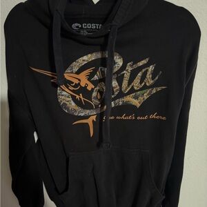 Costa Black and Orange Graphic Hoodie for Men